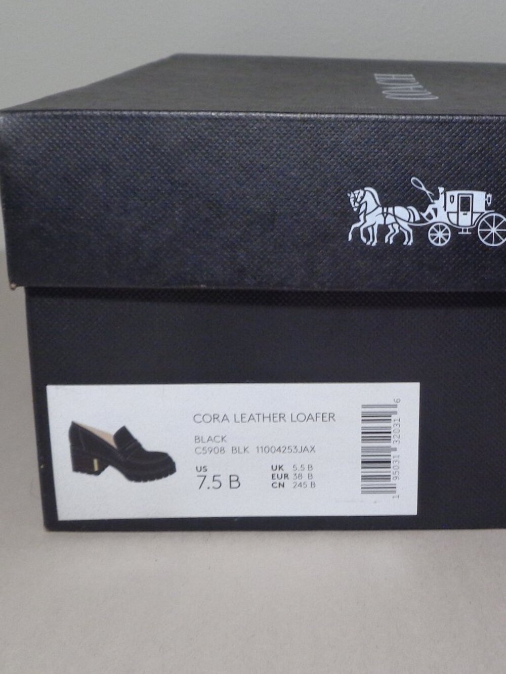 Coach Size 7.5 M / CORA LEATHER / Black / Heeled Penny Loafers Women's Shoes - Picture 16 of 16